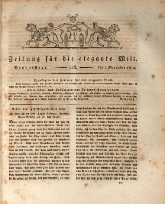 Zeitung für die elegante Welt Donnerstag 1. November 1810