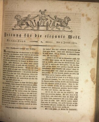 Zeitung für die elegante Welt Donnerstag 3. Januar 1811