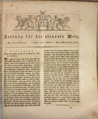 Zeitung für die elegante Welt Donnerstag 5. September 1811