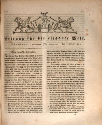 Zeitung für die elegante Welt Dienstag 7. April 1812