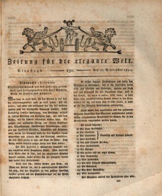 Zeitung für die elegante Welt Dienstag 22. September 1812