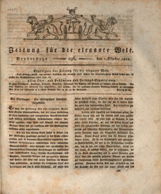 Zeitung für die elegante Welt Donnerstag 1. Oktober 1812