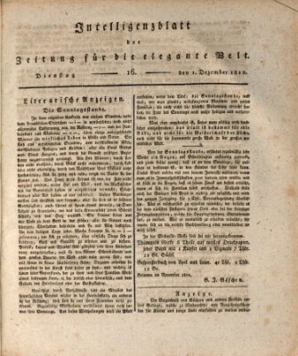 Zeitung für die elegante Welt Dienstag 1. Dezember 1812