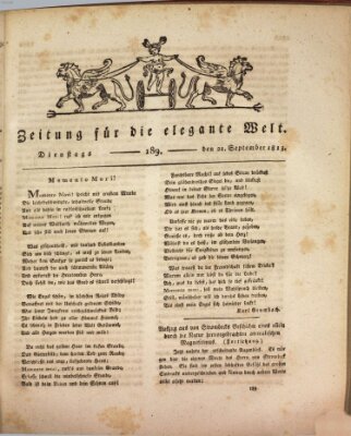 Zeitung für die elegante Welt Dienstag 21. September 1813