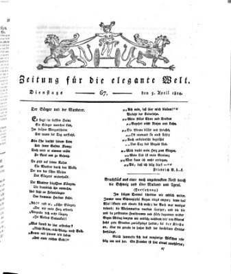 Zeitung für die elegante Welt Dienstag 5. April 1814