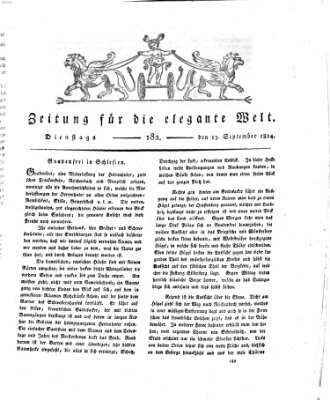 Zeitung für die elegante Welt Dienstag 13. September 1814