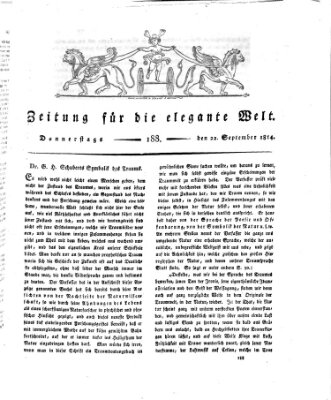 Zeitung für die elegante Welt Donnerstag 22. September 1814