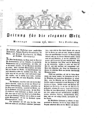 Zeitung für die elegante Welt Montag 3. Oktober 1814