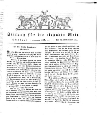 Zeitung für die elegante Welt Dienstag 15. November 1814