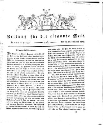 Zeitung für die elegante Welt Donnerstag 17. November 1814