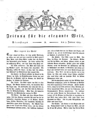 Zeitung für die elegante Welt Dienstag 3. Januar 1815