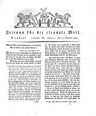 Zeitung für die elegante Welt Dienstag 17. Januar 1815