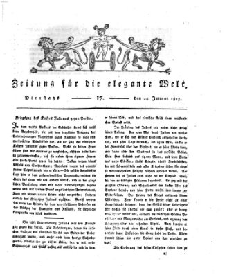 Zeitung für die elegante Welt Dienstag 24. Januar 1815