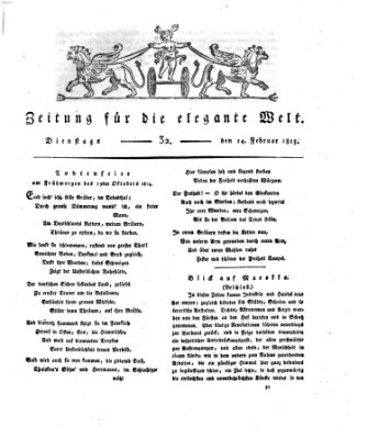 Zeitung für die elegante Welt Dienstag 14. Februar 1815