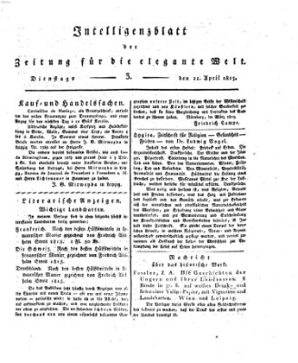 Zeitung für die elegante Welt Dienstag 11. April 1815