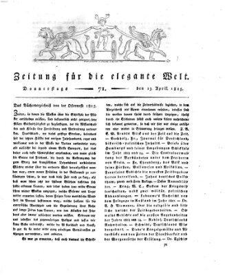 Zeitung für die elegante Welt Donnerstag 13. April 1815