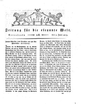 Zeitung für die elegante Welt Samstag 3. Juni 1815