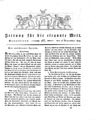 Zeitung für die elegante Welt Samstag 16. September 1815