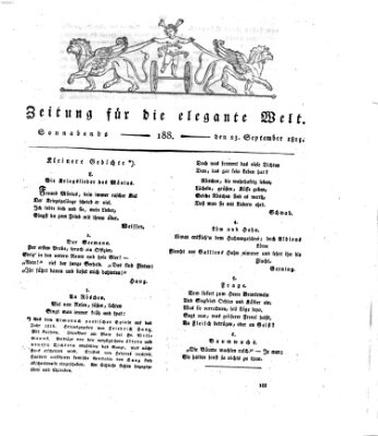 Zeitung für die elegante Welt Samstag 23. September 1815