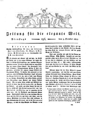 Zeitung für die elegante Welt Dienstag 3. Oktober 1815