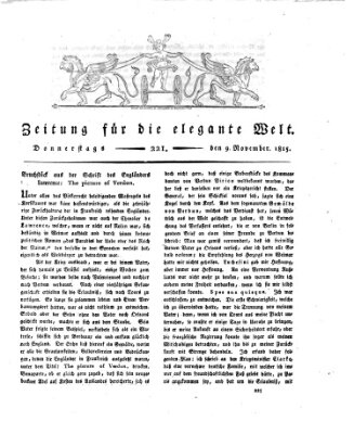 Zeitung für die elegante Welt Donnerstag 9. November 1815