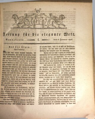 Zeitung für die elegante Welt Samstag 6. Januar 1816