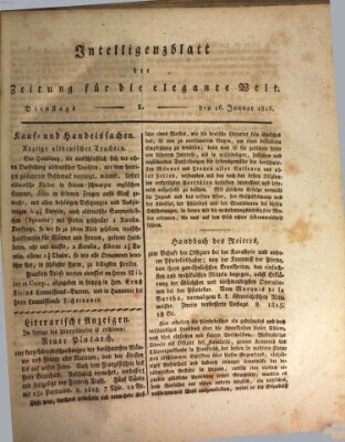 Zeitung für die elegante Welt Dienstag 16. Januar 1816