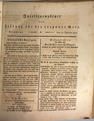 Zeitung für die elegante Welt Dienstag 30. Januar 1816