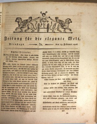 Zeitung für die elegante Welt Dienstag 13. Februar 1816