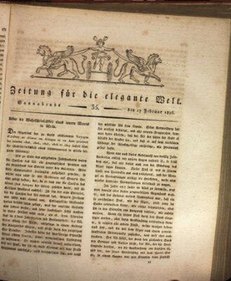 Zeitung für die elegante Welt Samstag 17. Februar 1816