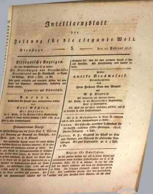 Zeitung für die elegante Welt Dienstag 27. Februar 1816