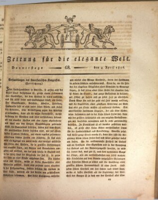 Zeitung für die elegante Welt Donnerstag 4. April 1816