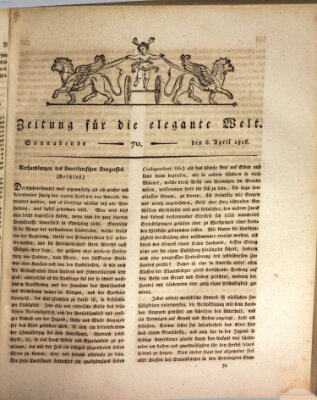 Zeitung für die elegante Welt Samstag 6. April 1816