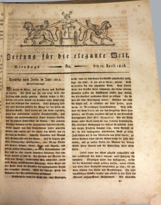 Zeitung für die elegante Welt Dienstag 23. April 1816