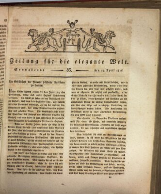 Zeitung für die elegante Welt Samstag 27. April 1816