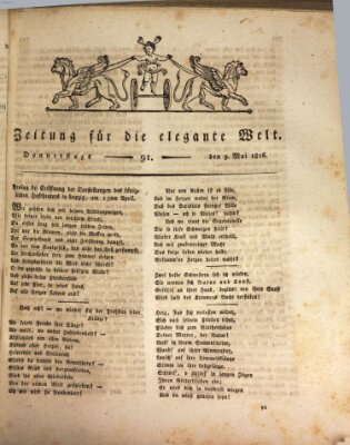 Zeitung für die elegante Welt Donnerstag 9. Mai 1816