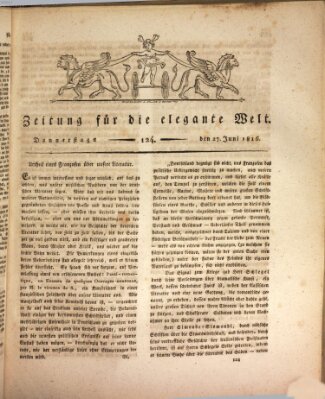 Zeitung für die elegante Welt Donnerstag 27. Juni 1816