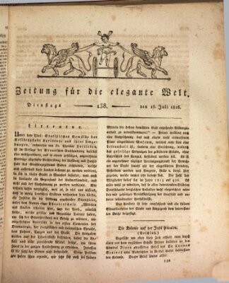 Zeitung für die elegante Welt Dienstag 16. Juli 1816