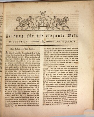 Zeitung für die elegante Welt Donnerstag 18. Juli 1816