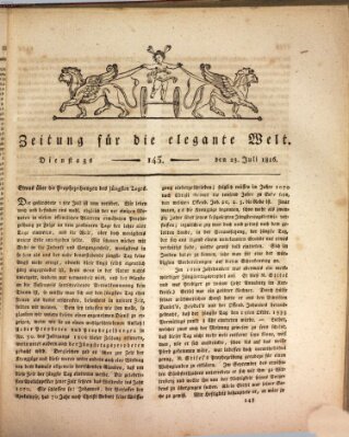 Zeitung für die elegante Welt Dienstag 23. Juli 1816