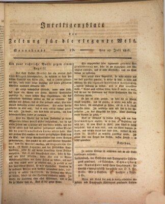 Zeitung für die elegante Welt Samstag 27. Juli 1816