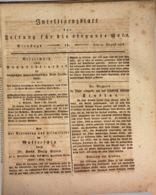 Zeitung für die elegante Welt Dienstag 20. August 1816