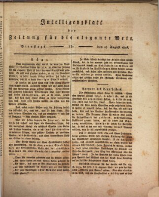 Zeitung für die elegante Welt Dienstag 27. August 1816