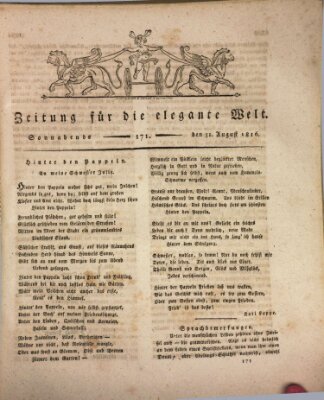 Zeitung für die elegante Welt Samstag 31. August 1816