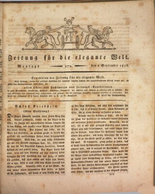 Zeitung für die elegante Welt Montag 2. September 1816