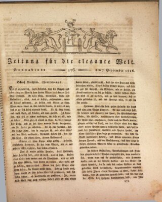 Zeitung für die elegante Welt Samstag 7. September 1816