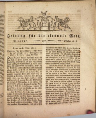 Zeitung für die elegante Welt Montag 7. Oktober 1816