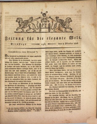 Zeitung für die elegante Welt Dienstag 8. Oktober 1816