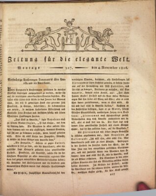 Zeitung für die elegante Welt Montag 4. November 1816