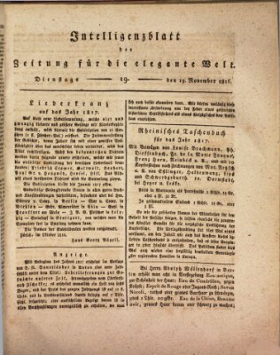 Zeitung für die elegante Welt Dienstag 19. November 1816